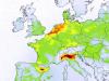 Carte Europe Distribution moyenne de colonnes totales d'ammoniac (NH3)