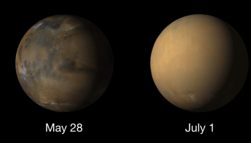 Tempête poussière planète Mars 