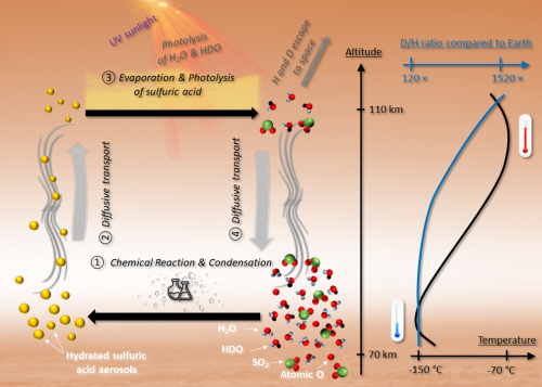 Illustration increase H2O and HDO in upper mesosphere Venus