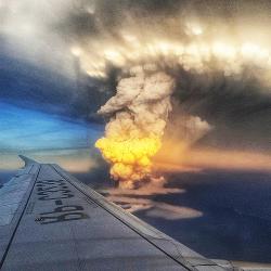 Take-off from Manila airport eruption of Taal Volcano