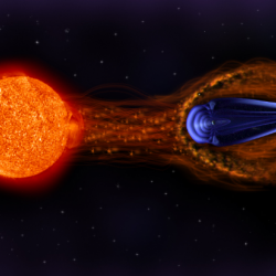 Continuous stream of electrons and ions outflowing from the Sun
