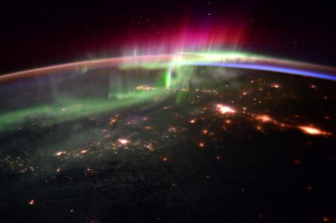 Polar lights (aurora) over northern Canada