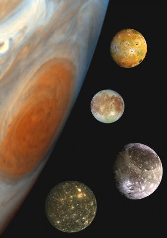 Jupiter and the four Galilean moons